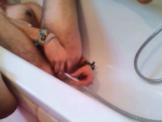 Twink Uses Shower Head for Enema and Masturbates